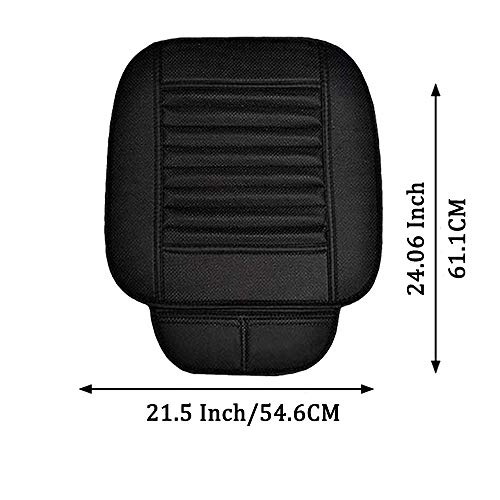 D-Lumina 2Pcs Front Seat Covers - Leather Car Seats Bottom Cover Cushion Pad Mat Protector, Bamboo Charcoal Filled, Universal For 4 Season, Black (21.5 × 24.06 Inch) #TOP1