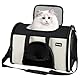 Zavothy Transporttasche für Katzen und Hunde, Transporttasche, atmungsaktiv und faltbar, Transportbox für Katzen mit verstellbarem Schultergurt, Abnehmbare Plüschmatratze (Beige, S)