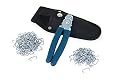 Southern 94 Hog Ring Pliers Straight and Galvanized with 200 Rings and Belt Case - 100 Small Rings and 100 Large Rings for Upholstery, Fencing, Sausage Casing, Cages, Railing and More