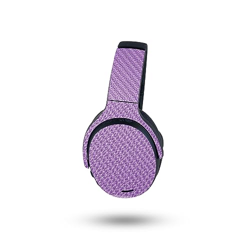 Image of MightySkins Carbon Fiber Skin Compatible with Skullcandy Crusher ANC 2 - Purple Pleather | Protective, Durable Textured Carbon Fiber Finish | Easy to Apply