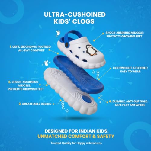 Image of GLJ Little AngelToddler Clogs Slippers, 12 Months to 3 Years, Baby Boy, Waterproof, Lightweight, Cute Cartoon Penguin Design
