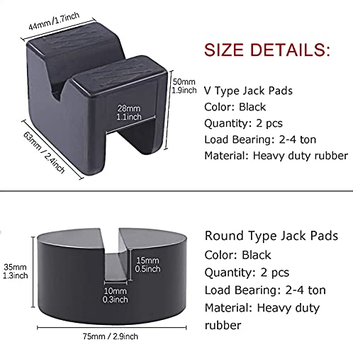 Toolly 4 Packs Floor Jack Pad Adapter For Jack Stands 2-4 Ton Universal Heavy Duty Rubber Jack Disk Pads Slotted Frame Rail Pinch Welds Protector For Lifting Car #TOP1