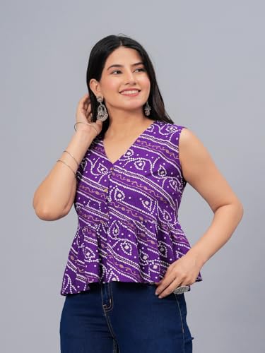 Image of Stylum Women's Bandhej Printed Rayon Peplum Top
