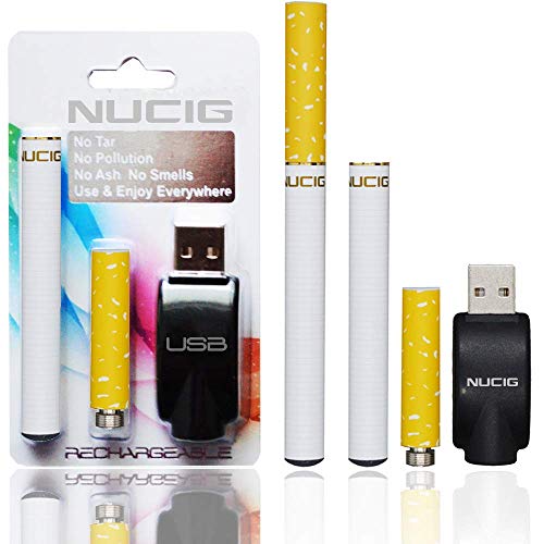E cigarette Ecig Vape | NUCIG UK Brand Premium Rechargeable Starter Kit | Without Nicotine | Without Tobacco (Natural | Orange Tip)