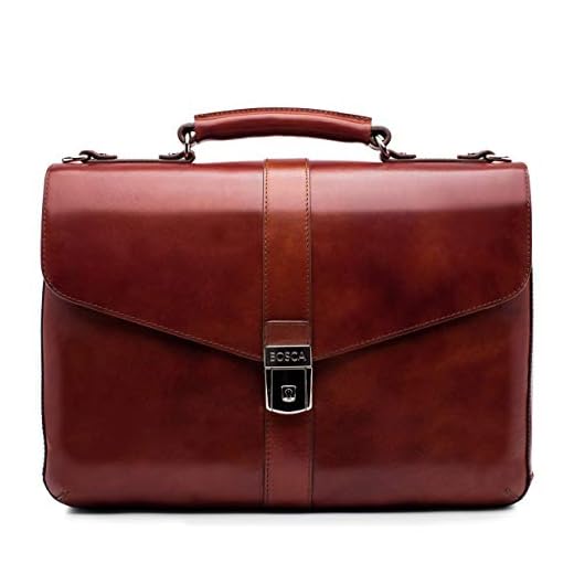 Bosca | Flapover Briefcase in Hand-Stained Italian Old Leather