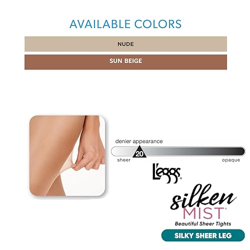 L'eggs Silken Mist Silky Sheer Women's Tights, Control Top, Sheer Toe, Nude, Size Q+ (Pack of 2)2
