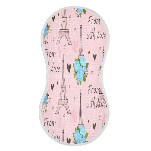 Kigai Pink Tower Baby Burp Cloths Extra Soft and Absorbent Burping Rags Cotton Burping Clothes Baby Washcloths for Newborn Boys Girls - 1 Pack2
