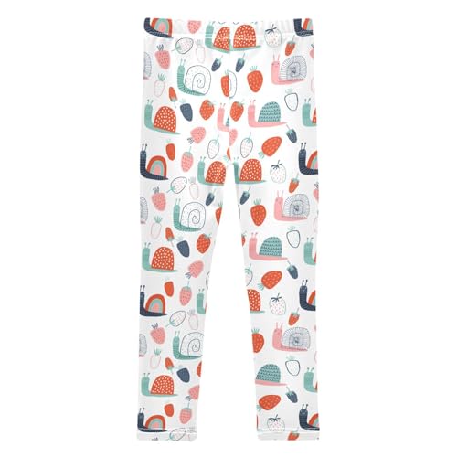 Girls Leggings Soft Toddler Ankle Length Bottoms Snails Strawberries Kids Dance Yoga Pants 4-10 Years2