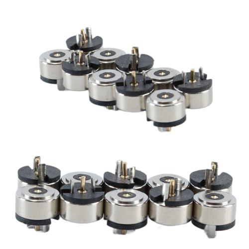DUZEPA 5 juegos de 10 conectores magnéticos de 8 mm y 2 pines tipo pogo, de cobre plateado y PVC, para sonda de carga de alimentación CC, macho y hembra.