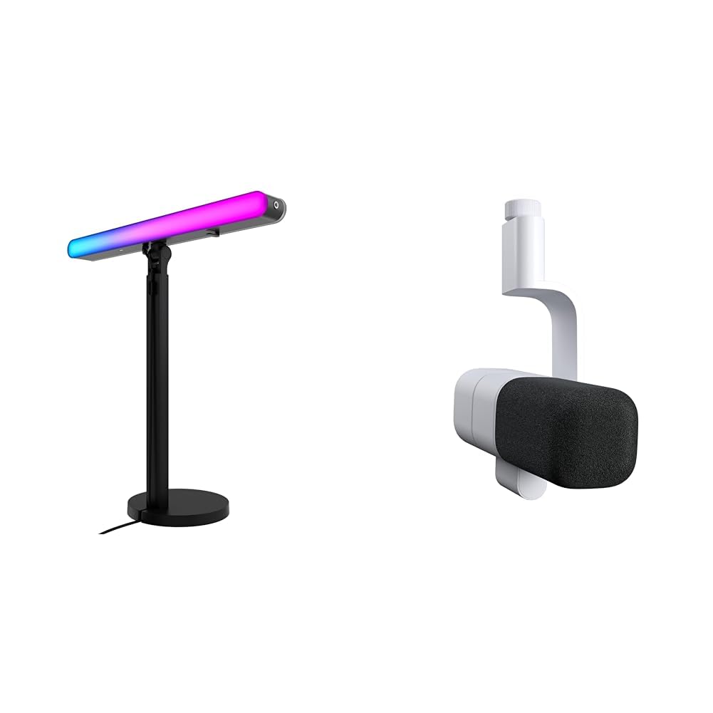 Logitech G Litra Beam LX Premium Dual-Sided RGB LED Streaming Key Light + Yeti G Studio Active Dynami XLR Broadcast Micropone Internal Shockmount