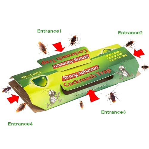 Image of Sticky Cockroach Trap with Strong Adhesive Glue Board, Pesticide-Free, Non-Toxic, Multicolor, for Kitchen, Room and Office, Safe for Pets and Kids (Pack of 5)