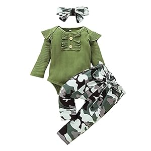 Baby Mädchen Kleidung Neugeborenes Langarm Outfits Plain Romper Top und Floral Hosen Stirnband Bekleidungssets für 0-24 Monate
