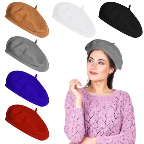 Béret en laine mélangée lot de 6 pièces de plusieurs couleurs taille unique