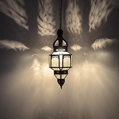 LORIENT Orientalische Lampe Pendelleuchte Lux Dunkelbraun H 47 cm E14 Lampenfassung wie aus 1001 Nacht | Metallfarbe… – Bild 4