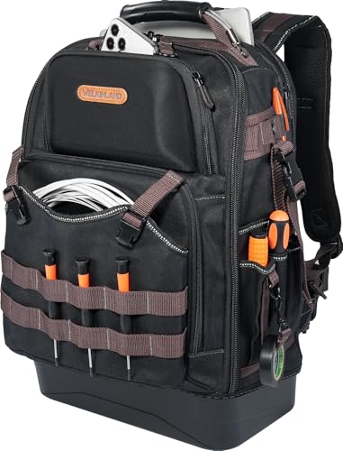 WELKINLAND 76Pockets Tool Backpack, Hard-Bottom...