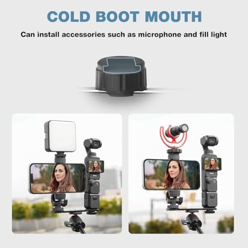 Image of ZORBES Compatible with Pocket 3, Action Camera Attachment Phone Bracket Phone Mount with Cold Shoe Mount, Flexible Angle Adjustment, 1 /4'' Screw Tripod or Selfie Stick Compatible