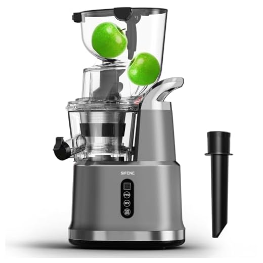 SiFENE Cold Press Juicer Machines, Big Mouth 83mm Opening Whole Slow Masticating Juicer, Easy-Clean Juice Extractor Maker For Full-Bodied Fruit & Veg Juice, High Yield, BPA-Free, Gray