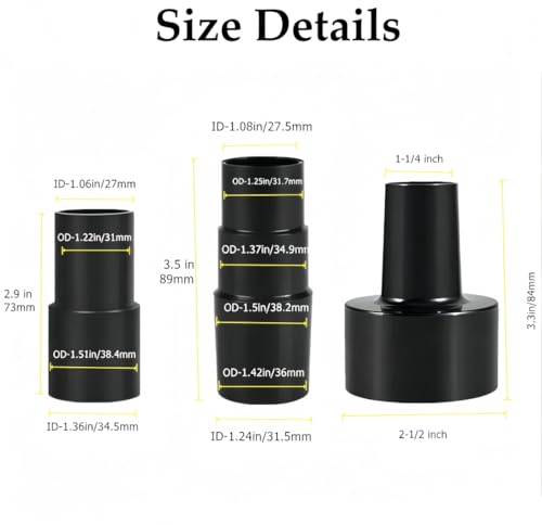 Image of Universal Vacuum Hose Adapter Wet Dry Plastic Vacuum Converter Hose Adapter 2-1 /2 inch to 1-1 /4 inch, 1-1 /4 inch to 1-3 /8 inch to 1-1 /2 inch, 1-3 /8 inch to 1-1 /4 inch Reducer Attachments for Vacuum Cleaner