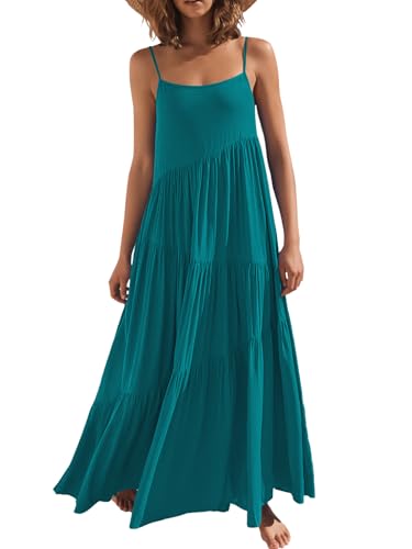 Image of ANRABESS Women Summer Casual Loose Sleeveless Sundress Spaghetti Strap Flowy Boho Linen Beach Vacation Maxi Long Dress