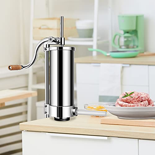 RELAX4LIFE Wurstpresse 3 L manuell, Wurstmaschine mit 4 Wurstfüllrohren, Wurstfüllmaschine aus Edelstahl&Aluminium… – Bild 3