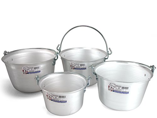 Pentole Agnelli ALMA14434 Paiolo per Polenta, in Alluminio, con Manico ad Arco in Acciaio Inossidabile, 15 Litri, Argento