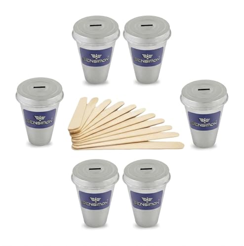 Sensimon Aluminium Kulfi Cone Mould with Stick | 80ml Capacity | Reusable Traditional Popsicle, Kulfi & Ice Cream Maker DIY Kit for Home Freezer | 7 x 5 x 2.5 cm | Set of 6 Without Stand (Silver)