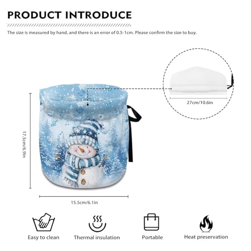 Image of Xoenoiee Christmas Snowman Blue Pattern Tea Cozy Tea Cosy for Teapots Keep Warm Teapot Cover Insulated Kettle Cover for Home Kitchen Table Decor