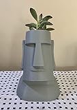 Moai Easter Island Head 3D Printed Statue Planter - Grey Tiki Island Plant Pot