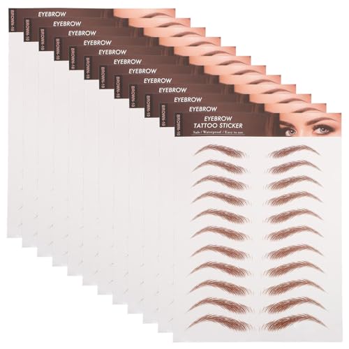 Beaupretty 12シーツ 枚防水 眉毛ステッカー ブラウン 眉毛転写シール メイクアップ用 メイクアップ用品