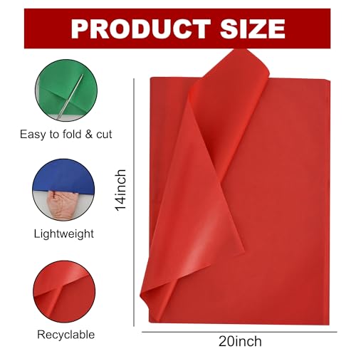 Image of BEISHIDA 100 Sheets 5 Color Tissue Paper Bulk, Wrapping Tissue Paper for Gift Bags, 14 x 20 Inch Gift Wrap for Birthday Wedding Graduation DIY Crafts Holiday Flowers(Colorful Series)
