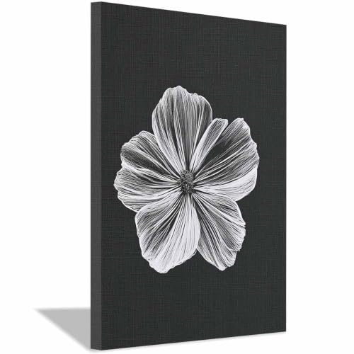 Croquis de la ligne florale tableau noir et blanc encadré