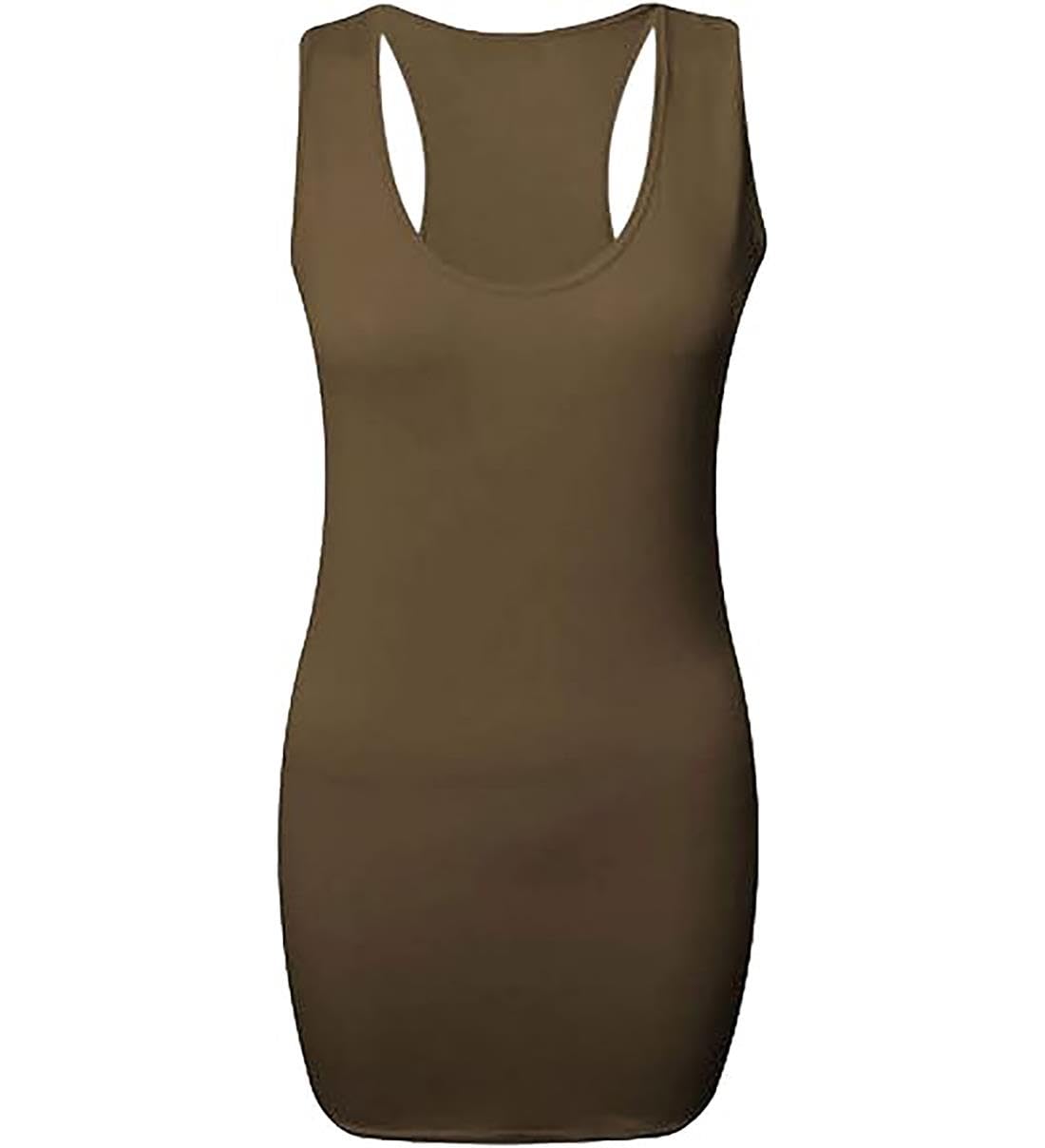 Womens Plain Racer Back Vest Top Ladies Sleeveless Scoop Neck Racer Back Muscle Vest Plain Bodycon Top Casual Wear Christmas Wear Fancy Party Gym Wear Vest Plus Size 8-26 Mocha