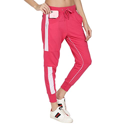 Image of UZARUS Women's Cotton Slim Fit Joggers Track Pants with 2 Zippered Pockets