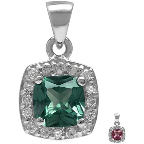Silvershake 6Mm Cushion Alexandrite Halo Pendant Cover