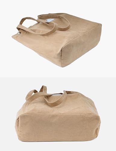 Image of Corduroy Tote Bag Cute Tote Bags for Women Shoulder Bag with Inner Pocket for Work Beach Travel and Shopping Grocery