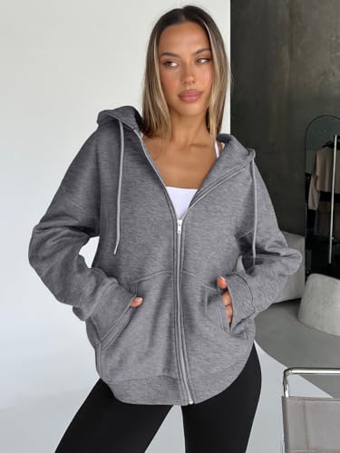 Image of Trendy Queen Womens Oversized Zip Up Hoodies Y2K Fall Sweatshirts 2026