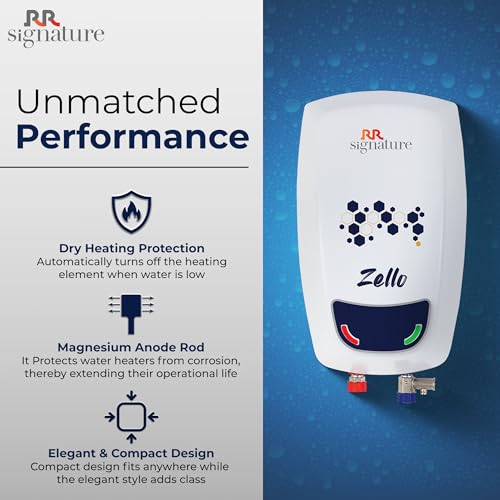 Image of RR Signature Zello 3L Water Heater for Home | Instant Storage Geyser with Whirflow Technology | 100% Copper Heating Element | Rust & Shock Proof Body| 2 Year Warranty on Product & 5 Year on Tank by RR
