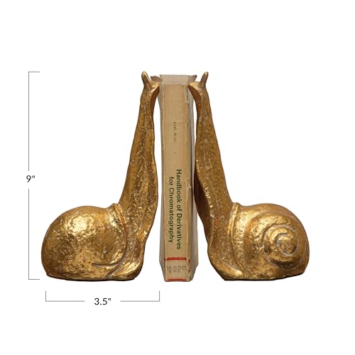 Image of Creative Co-Op Decorative Distressed Cast Metal Snail Bookends, Gold