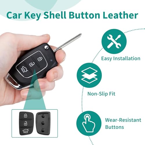 2 Stück Autoschlüssel Tastenfeld, Schlüsselgehäuse Tastenfeld Gummi 3 Tasten Kompatibel mit Hyundai Santa Fe Tucson i40 i30 i20 i10 ix20 ix30 ix25 ix35 Fernbedienung Ersatz Tastenpad