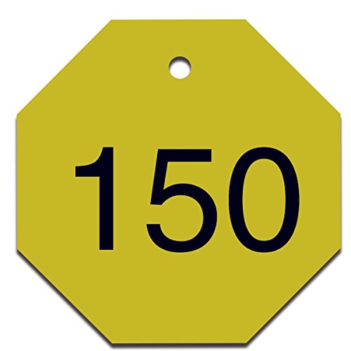 Étiquettes numérotées 126 à 150 Accuform TDG827YL en plastique jaune et noir lot de 25