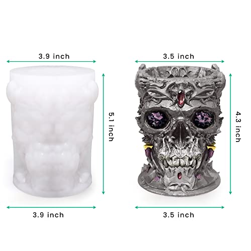 Skull Silicone Planter Mold, Flower Pot Molds For Concrete, Cement, Polymer Clay, Resin Casting #TOP1