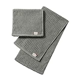 [ aso ] スリムフェイス 今治タオル 2枚セット 中厚 22×82cm 綿100% 日本製 moffin モフィン 2枚セット 柄ありチャコール cy-mf319-sf2-b-ch