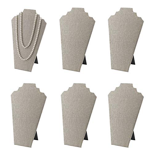 7TH VELVET 6pcs/ Pack 12.5inches Necklace Display Stands Easel Jewelry Organizer Stands for Show, Necklace Bust (Gray Linen 6pcs) 7TH VELVET 6pcs/ Pack 12.5inches Necklace Display Stands Easel Jewelry Organizer Stands for Show, Necklace Bust (Gray Linen 6pcs)