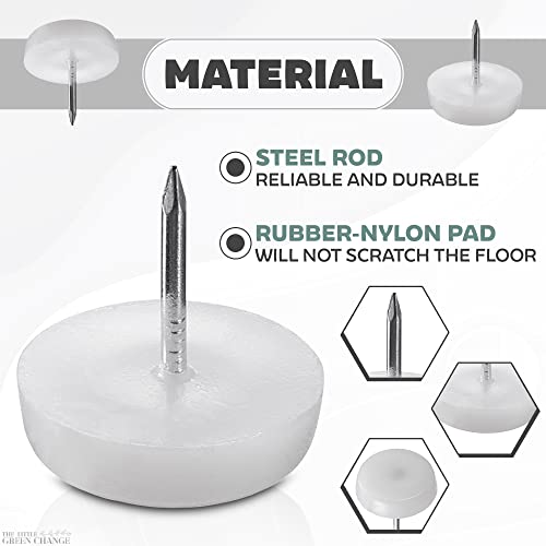 100Pcs Furniture Sliders For Hardwood Floors - Chair Leg Floor Protectors Nail Furniture Slider Nylon Sliders For Moving Furniture Table Feet Glides - 18Mm Furniture Pads For Chair Leg Protectors #TOP2