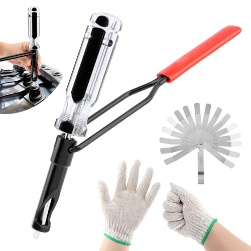Kazheon Valve Lash Adjustment Tool with Angled Feeler Gauge 10mm Jam Nut Valves Adjustment Tool with Slotted Valve Adjusting Stud Compatible with Honda/Nissan/Toyota/Other Japanese Vehicle Engines