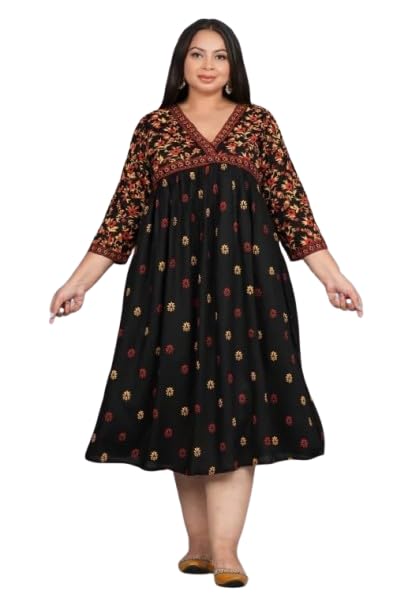 Floral Cotton A-Line Dress for Girls & Women | One-Piece Below the Knee Dress | Stylish Summer Dress Floral Cotton A-Line Dress for Girls & Women | One-Piece Below the Knee Dress | Stylish Summer Dress