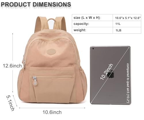 Image of Pealwel Mini Backpack Purse for Women,Small Nylon backpacks for Ladies Backpacks Women Anti Theft Travel Bag (Khaki)