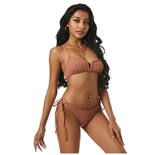 ZAFUL Dames Spaghettidragers Lace Up V-Neck Bikini Set Badpak