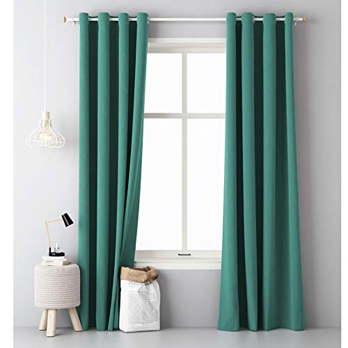 JEMIDI Cortina Opaca con Ojales - Cortina Individual Moderna de 140 x 250 cm con Anillas de Metal - para salón Dormitorio Cocina Comedor habitación