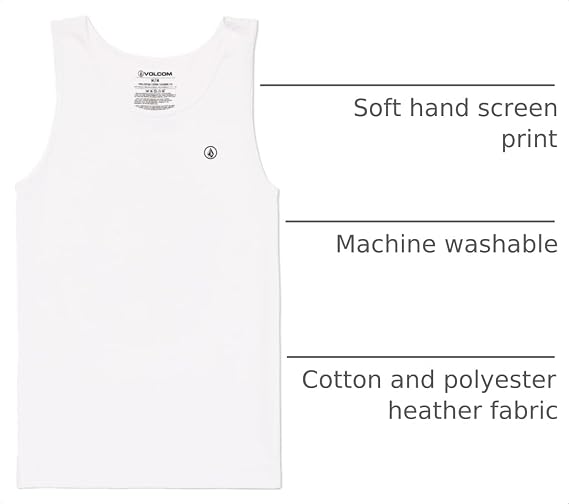 Volcom Men's Solid Heather Tank, White-New, Large